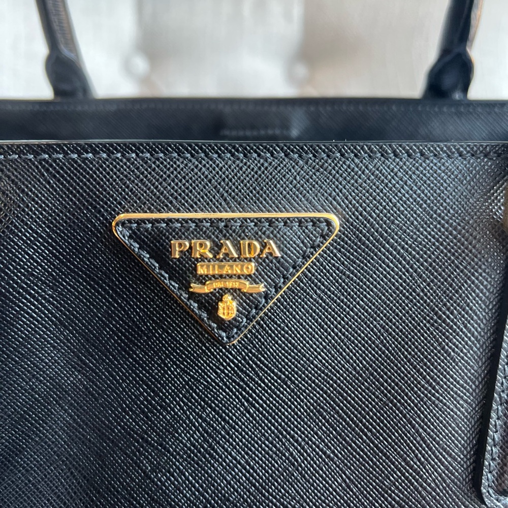 Prada Galleria Black Leather Satchel Saffiano Lux Medium Tote Black Nero - Picture 4 of 16